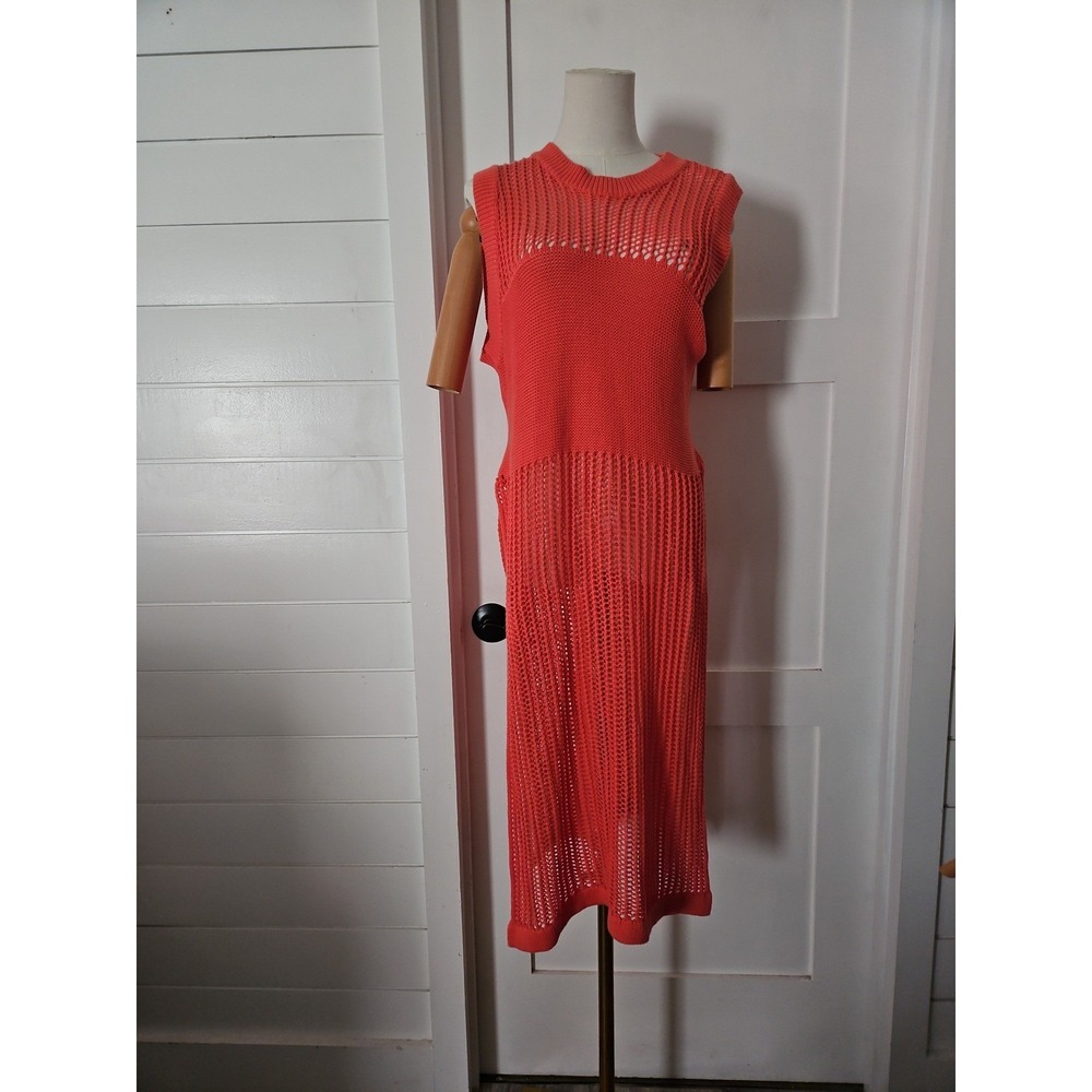 Free People Coral Open Knit Sleeveless Midi Dress / Tunic (Estimated Size M)